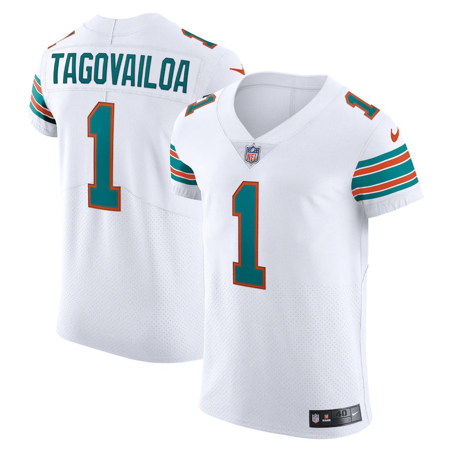 Men Miami Dolphins #1 Tua Tagovailoa Nike White Vapor Elite NFL Jersey->miami dolphins->NFL Jersey